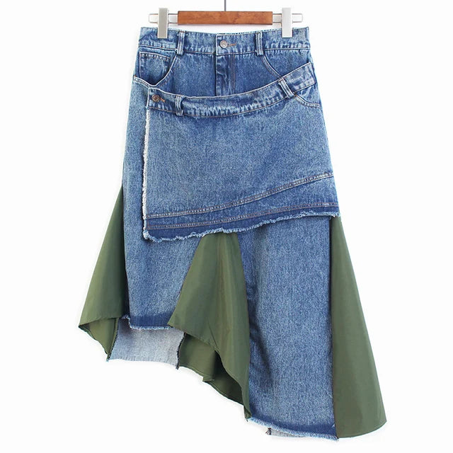 Asymmetry Denim Vintage Skirts