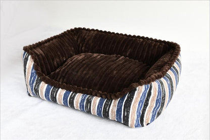 Full detachable style canvas square kennel Super Soft short plush Winter Warm Cat nest with removable cushion Pet nest mattress