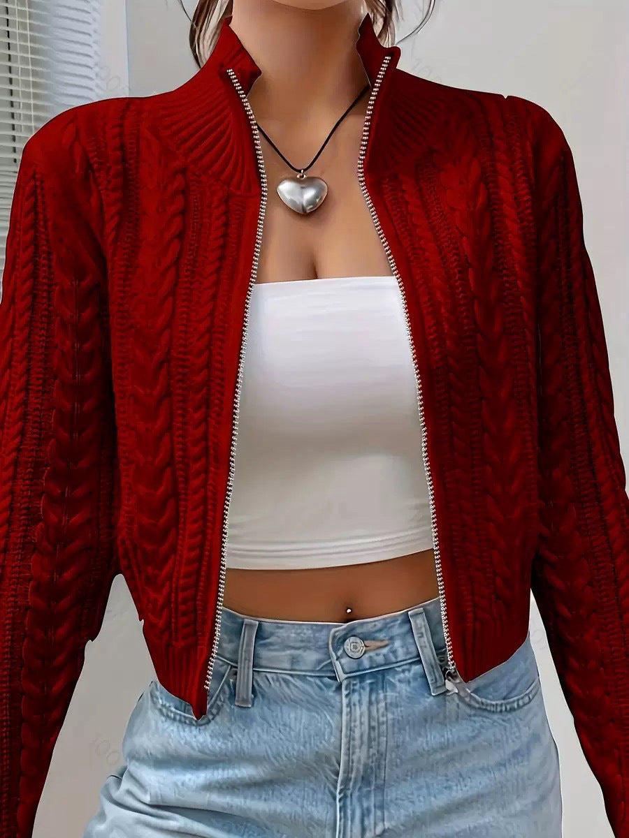 Zipper Knitted Cardigan Sweater