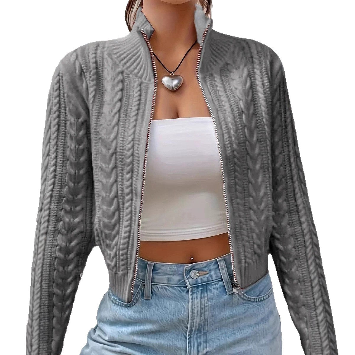 Zipper Knitted Cardigan Sweater
