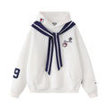 Embroidered Dog Patch Sailor Collar Hoodie