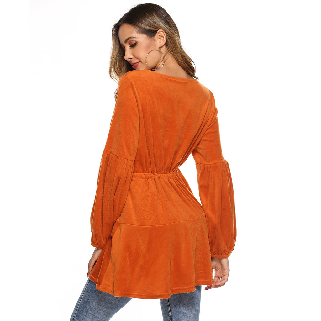 Cross V-neck Waist Tied Dress