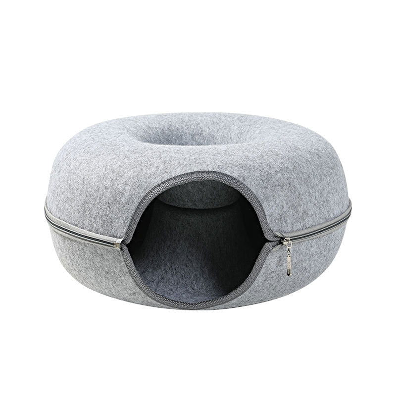 CatCave - Interactive Basket Natural Felt Cuddly Cat Cave Bed - Laven Club
