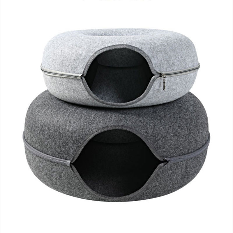 CatCave - Interactive Basket Natural Felt Cuddly Cat Cave Bed - Laven Club