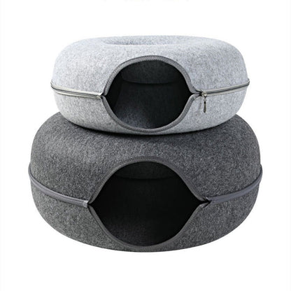 CatCave - Interactive Basket Natural Felt Cuddly Cat Cave Bed - Laven Club