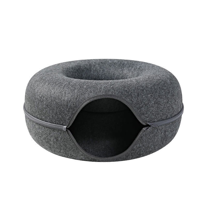 CatCave - Interactive Basket Natural Felt Cuddly Cat Cave Bed - Laven Club