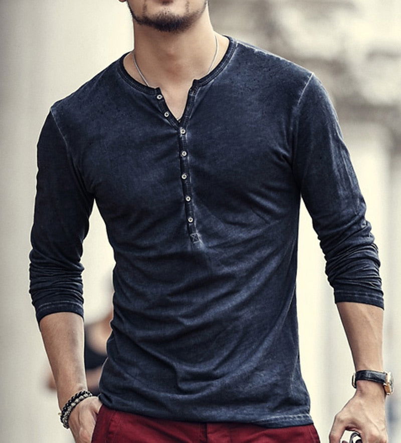 Cotton Vintage Mens Long Sleeve Shirt - Laven Club