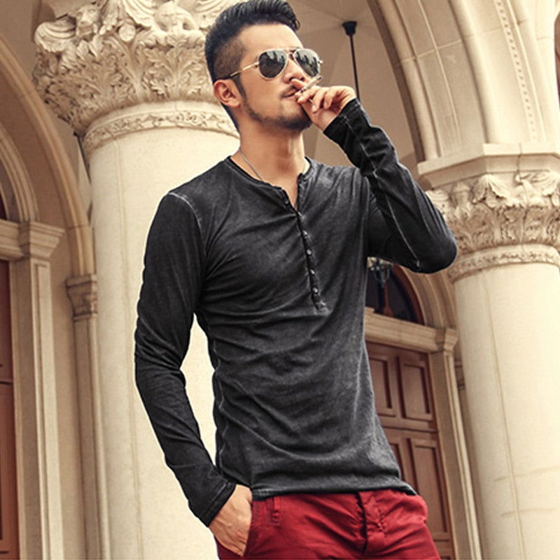Cotton Vintage Mens Long Sleeve Shirt - Laven Club