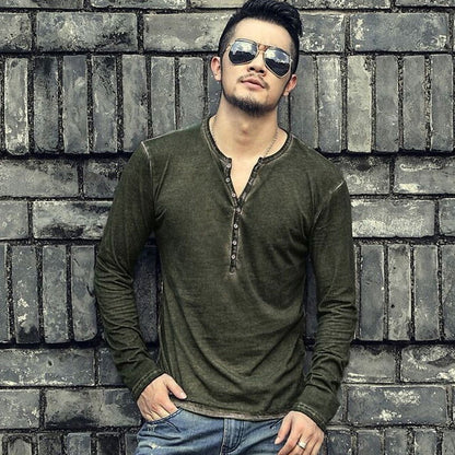 Cotton Vintage Mens Long Sleeve Shirt - Laven Club