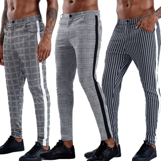 Elastic Casual Plaid Pants - Laven Club