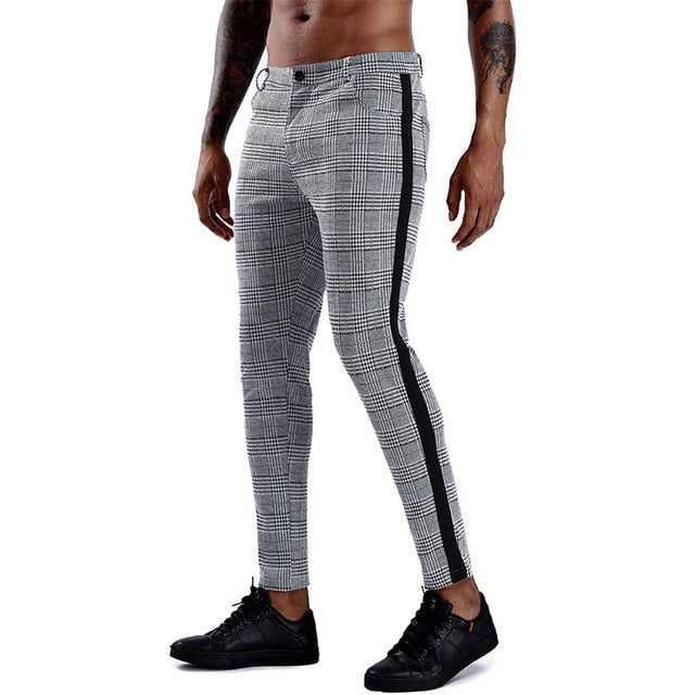 Elastic Casual Plaid Pants - Laven Club