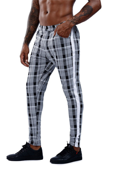 Elastic Casual Plaid Pants - Laven Club