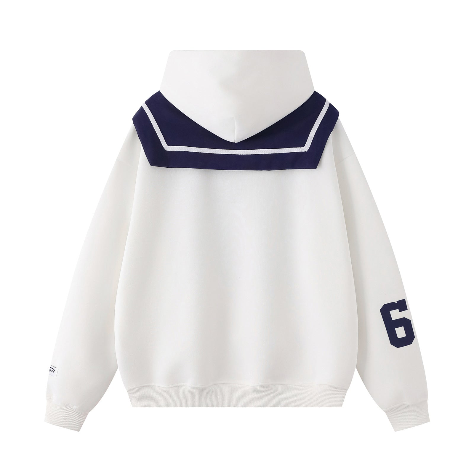 Embroidered Dog Patch Sailor Collar Hoodie