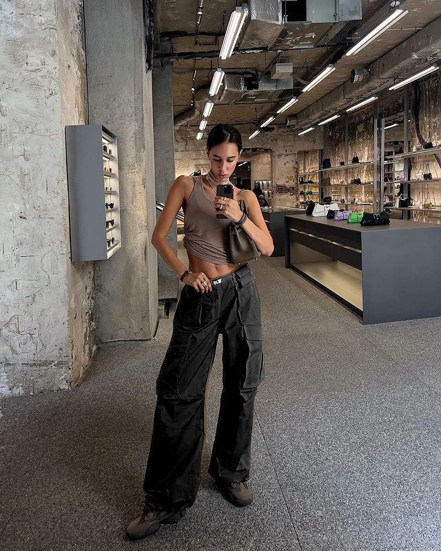 Multi-Pocket Cargo Pants Women Summer Versatile Patchwork Casual