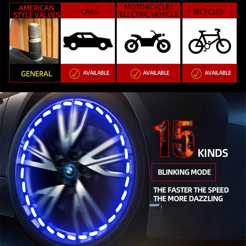 FlashWheel - Rgb Glowing Motion Activated Solar Tire Valve - Laven Club