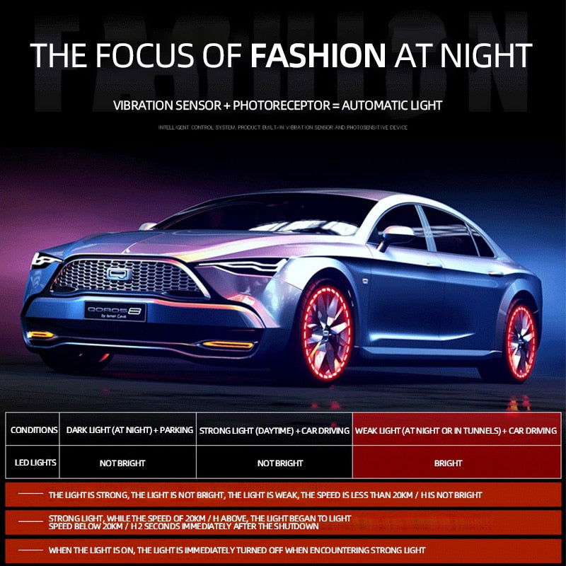 FlashWheel - Rgb Glowing Motion Activated Solar Tire Valve - Laven Club