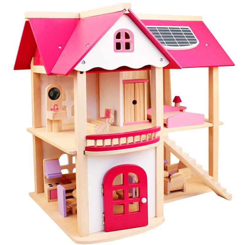 Wooden Dollhouse W/ Furniture - Laven Club