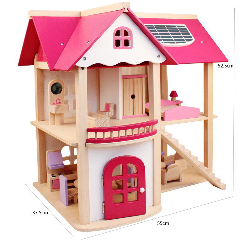 Wooden Dollhouse W/ Furniture - Laven Club