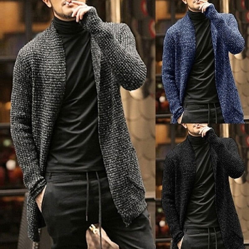 Knitted Long Cardigan Sweater - Laven Club