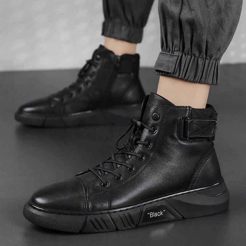 Men’s Black Leather Boots - Laven Club