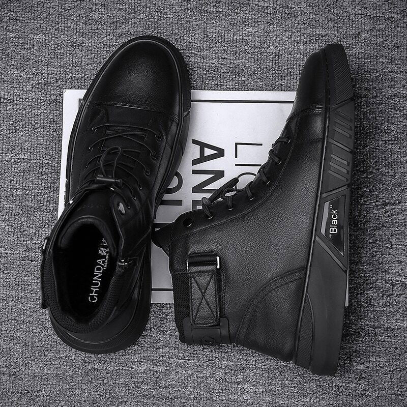 Men’s Black Leather Boots - Laven Club