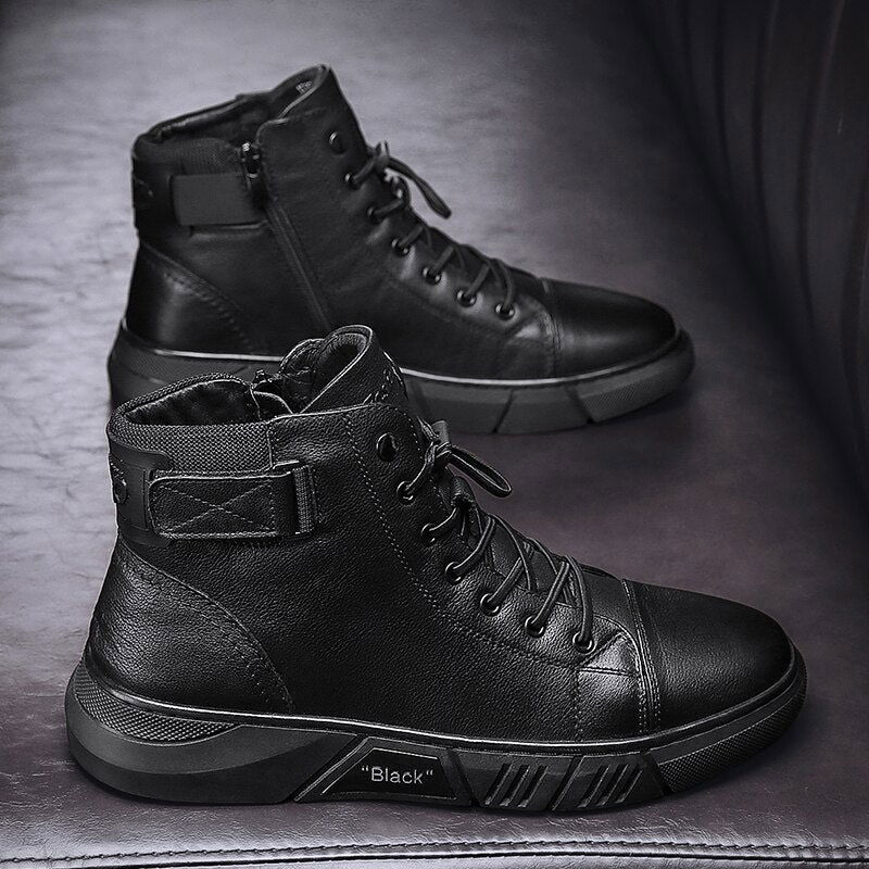 Men’s Black Leather Boots - Laven Club