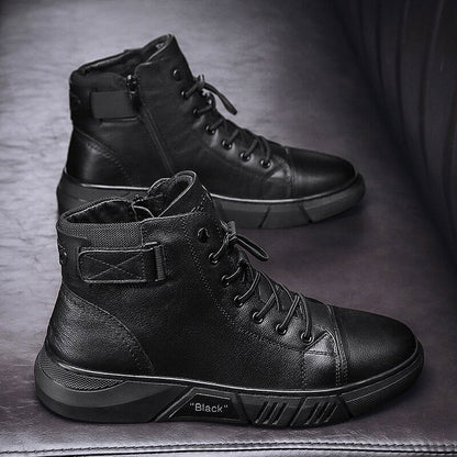 Men’s Black Leather Boots - Laven Club