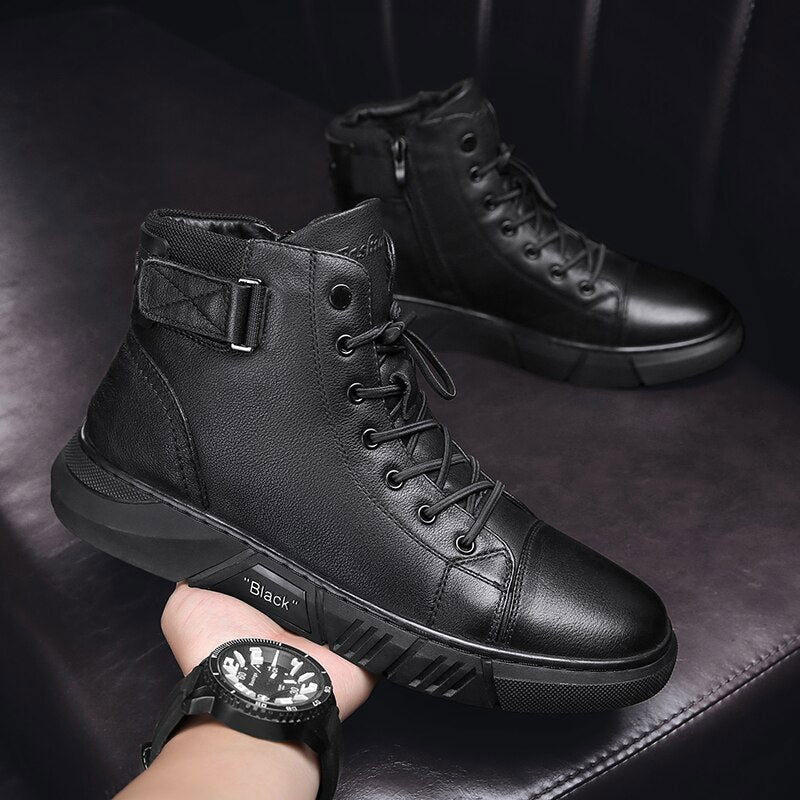Men’s Black Leather Boots - Laven Club