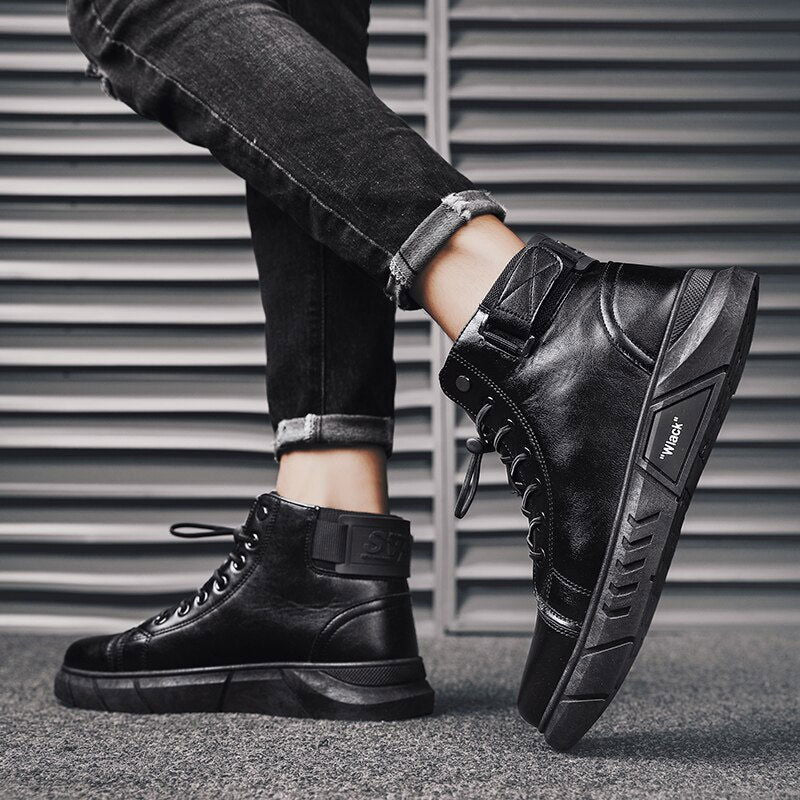 Men’s Black Leather Boots - Laven Club