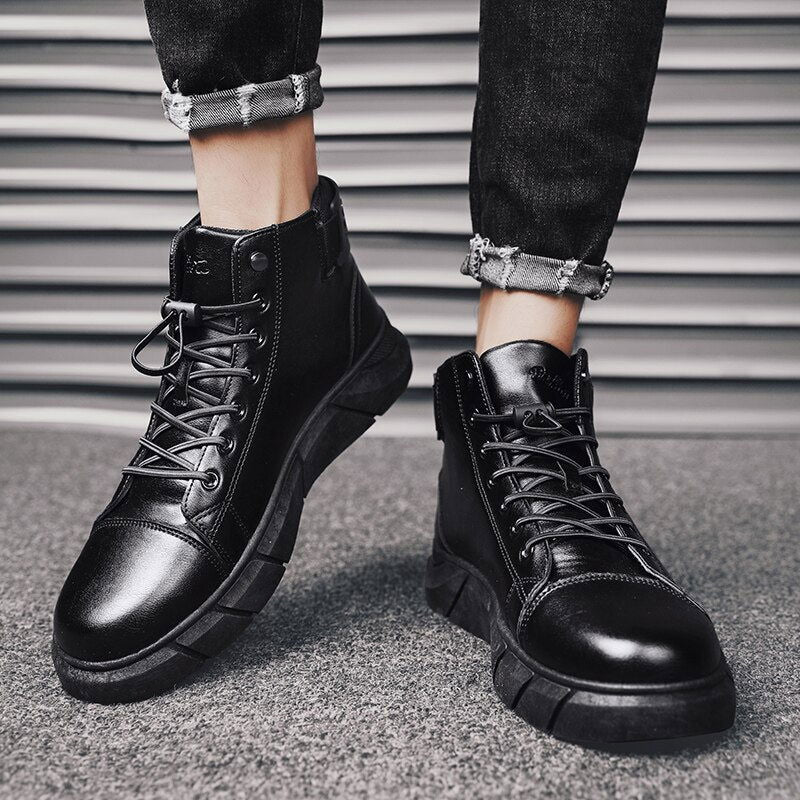Men’s Black Leather Boots - Laven Club