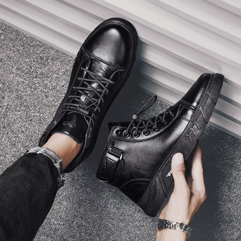 Men’s Black Leather Boots - Laven Club