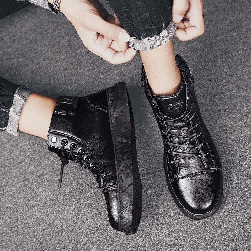 Men’s Black Leather Boots - Laven Club