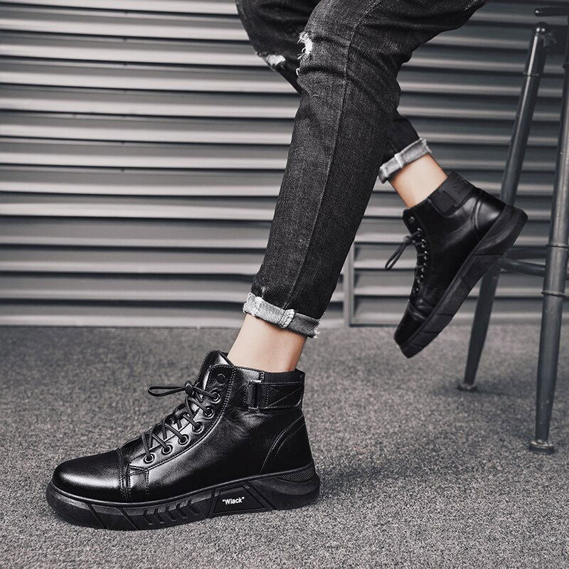 Men’s Black Leather Boots - Laven Club