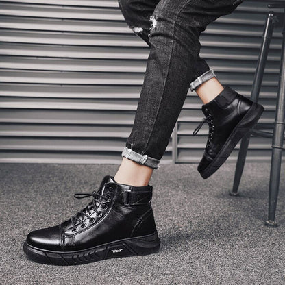 Men’s Black Leather Boots - Laven Club