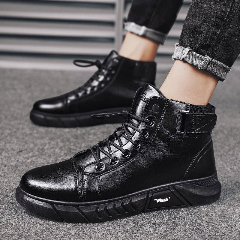 Men’s Black Leather Boots - Laven Club