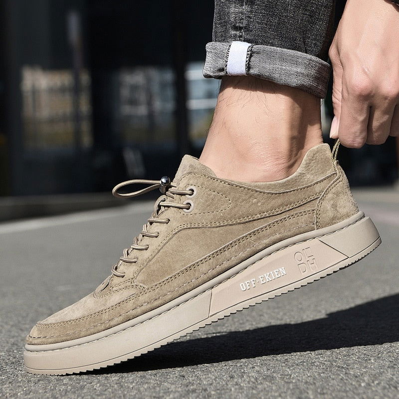 Men's Oxford Khaki Casual Shoes - Laven Club
