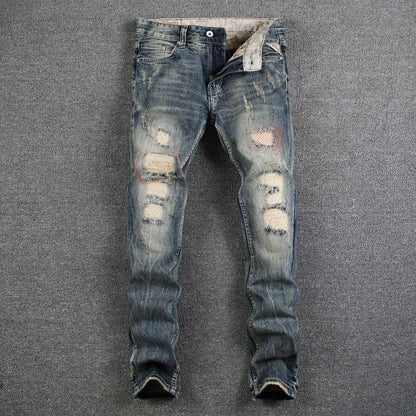 Mens Destroyed Ripped Jeans - Laven Club