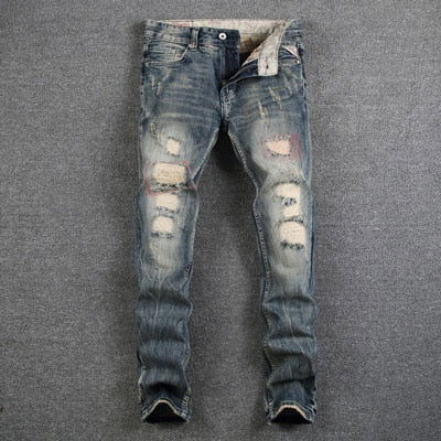 Mens Destroyed Ripped Jeans - Laven Club