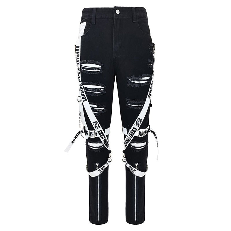 Mens Slim Strapped Up Cargo Denim - Laven Club