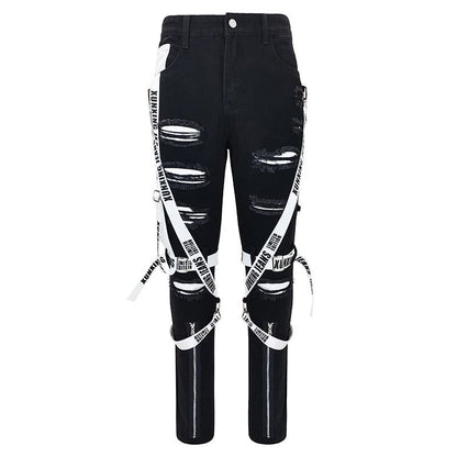 Mens Slim Strapped Up Cargo Denim - Laven Club