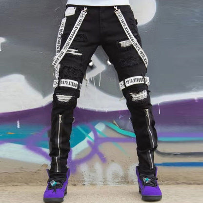 Mens Slim Strapped Up Cargo Denim - Laven Club