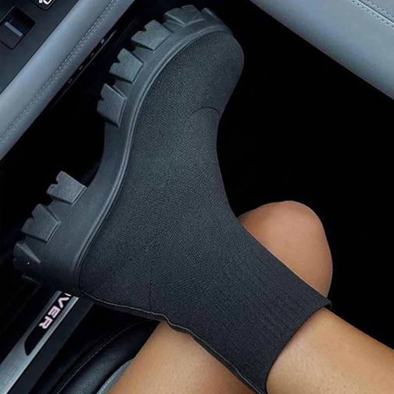 Platform Sock Fall Boots - Laven Club