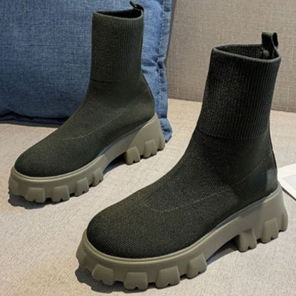 Platform Sock Fall Boots - Laven Club