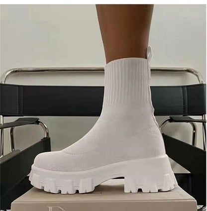Platform Sock Fall Boots - Laven Club