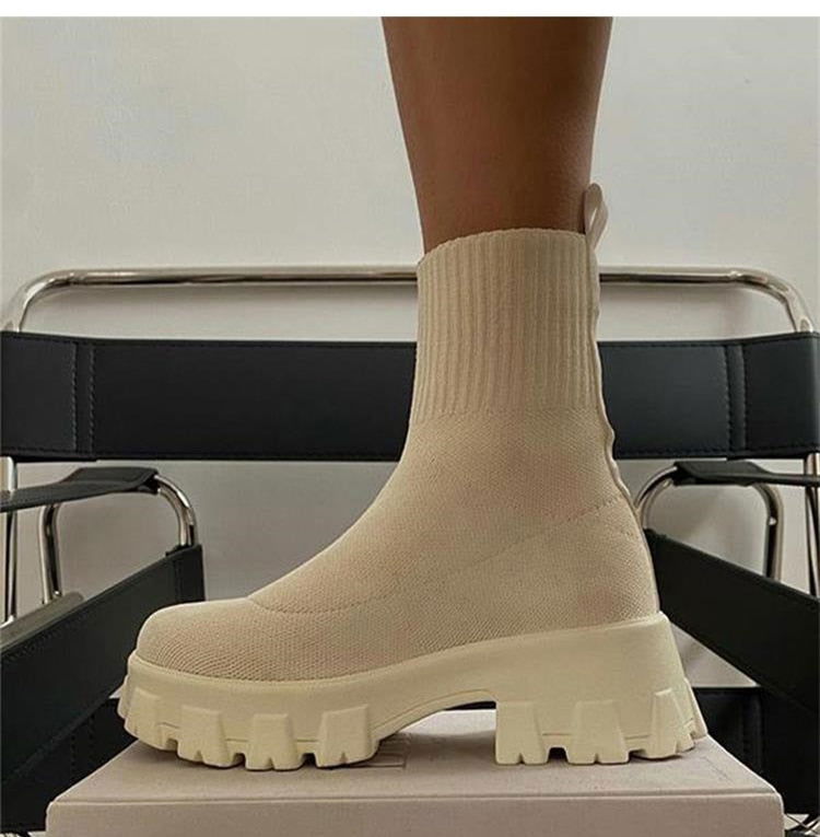 Platform Sock Fall Boots - Laven Club