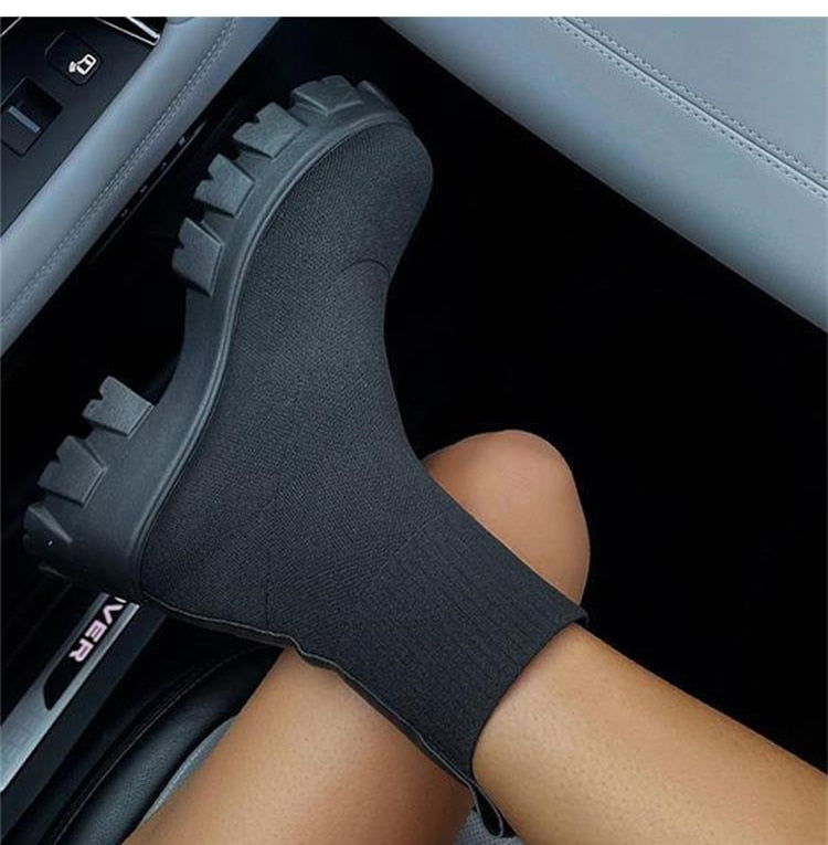 Platform Sock Fall Boots - Laven Club
