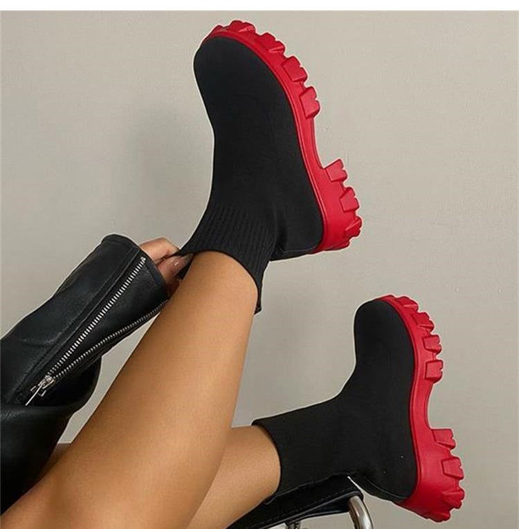 Platform Sock Fall Boots - Laven Club