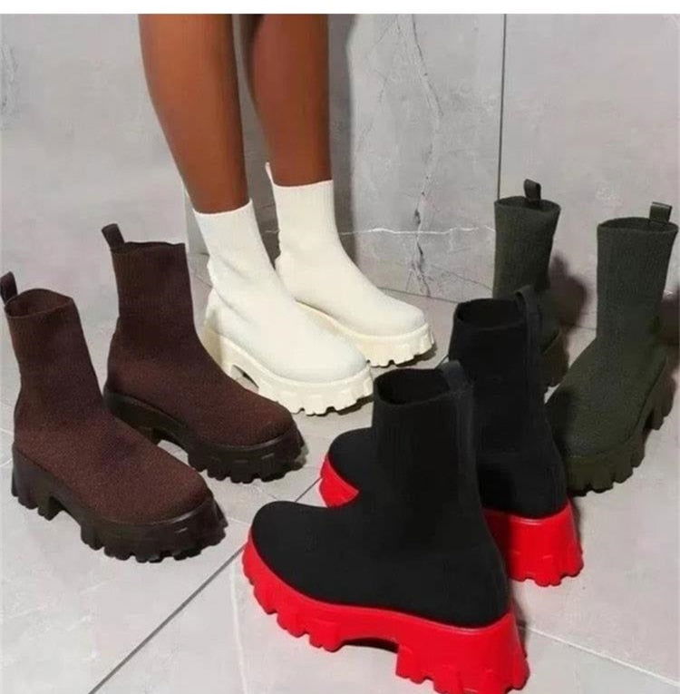 Platform Sock Fall Boots - Laven Club