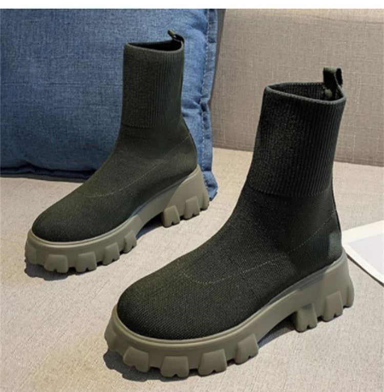 Platform Sock Fall Boots - Laven Club