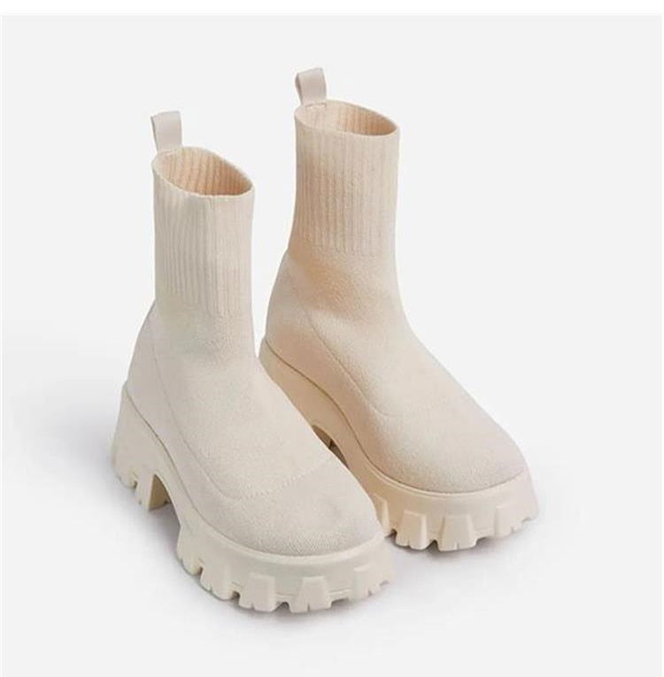 Platform Sock Fall Boots - Laven Club